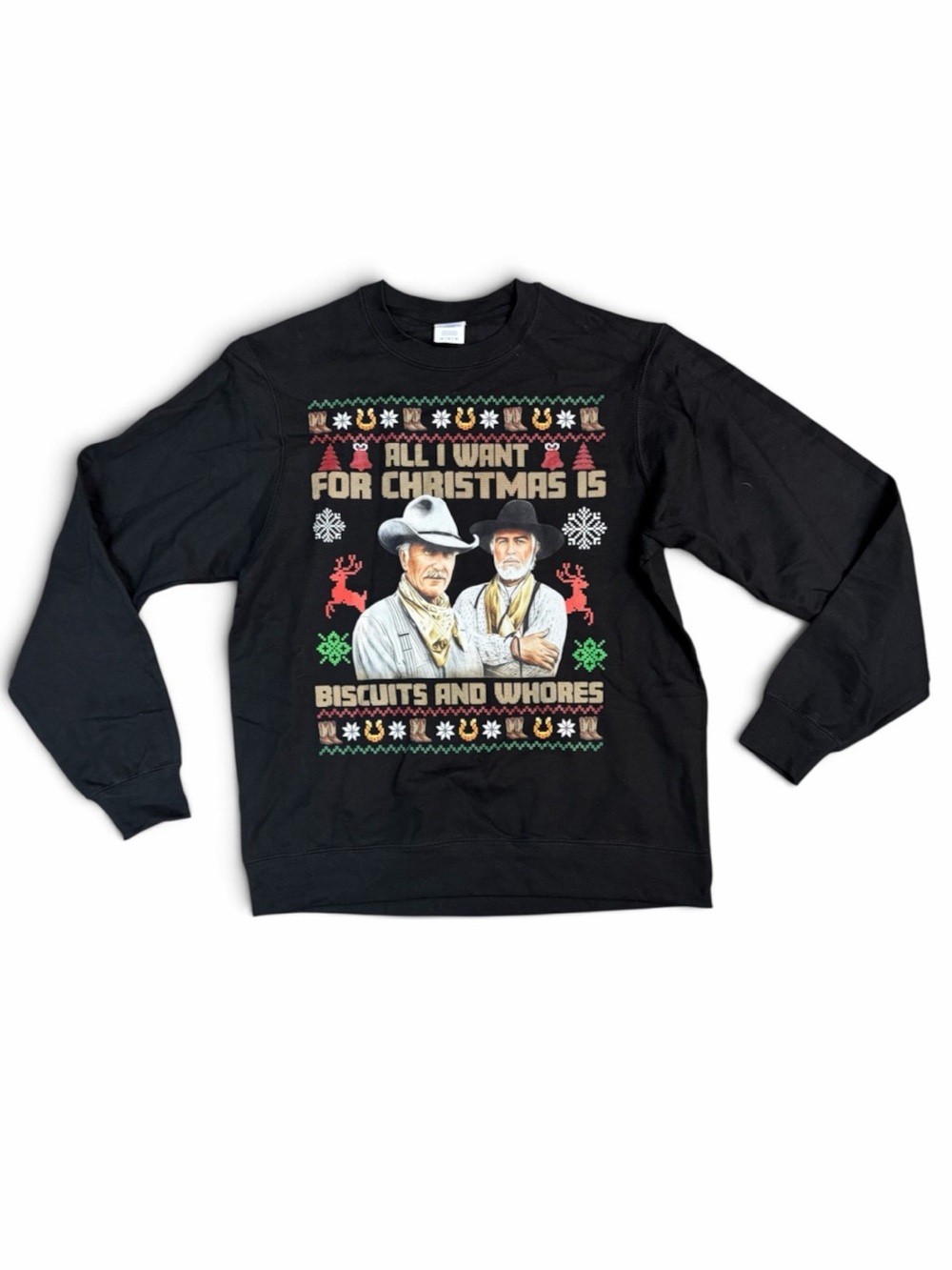 Black Holiday Graphic Sweatshirt - 'All I Want For Christmas'